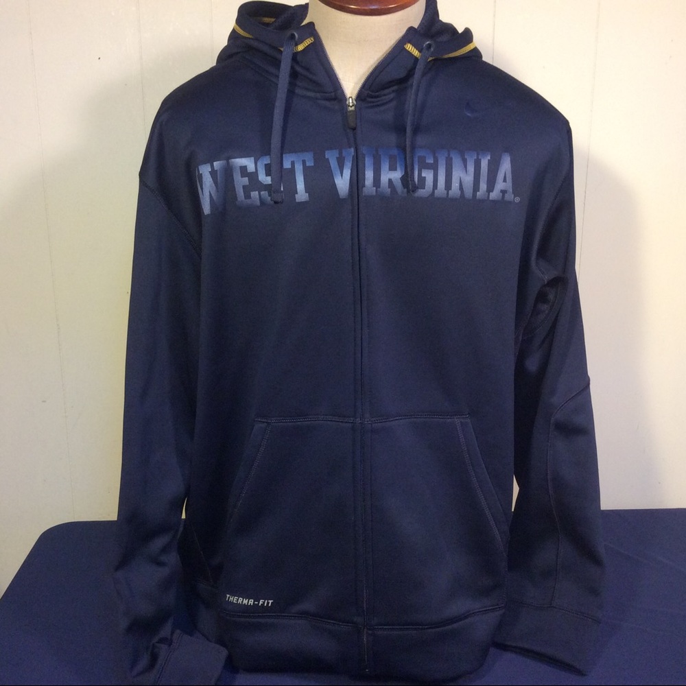 West Virginia Mountaineers Mens zip up Hoodie Size XL Nike Therma Fit
